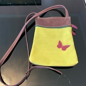 Green and wine colored crossbody bag